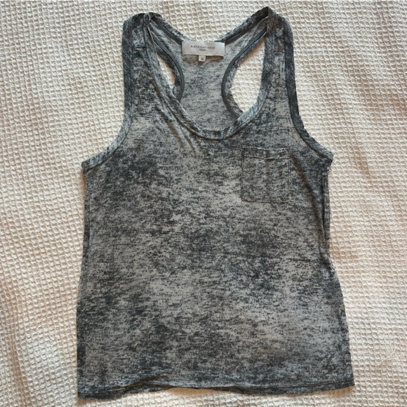 Alexander Wang Heather Grey Feathered Racerback Tank Top size medium women’s - Picture 4 of 7